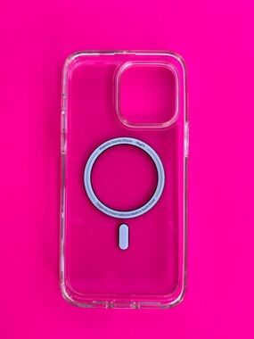 Clear Magnetic Phone Case with Light  white MagSafe Ring